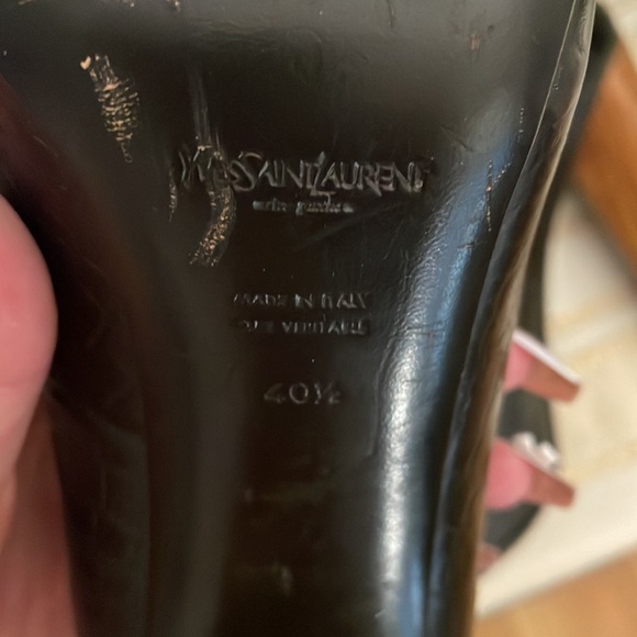 YSL Black textured pumps with wood heels size 40-1/2 - Picture 7 of 7